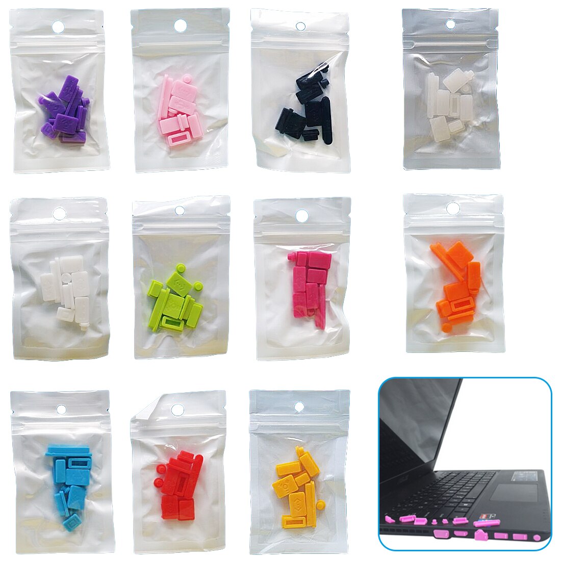 13pcs/set Silicone Colorful Anti Dust Plug Cover Stopper Laptop Dustproof USB Dust plug Laptop Dust Plug Computer Accessories