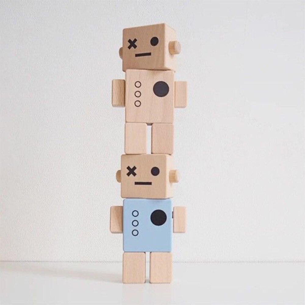 Nordic Wooden Baby Toys Robot Toys For Kids Boy Wooden DIY Room Decor Presents Baby Block Children Goods Toys