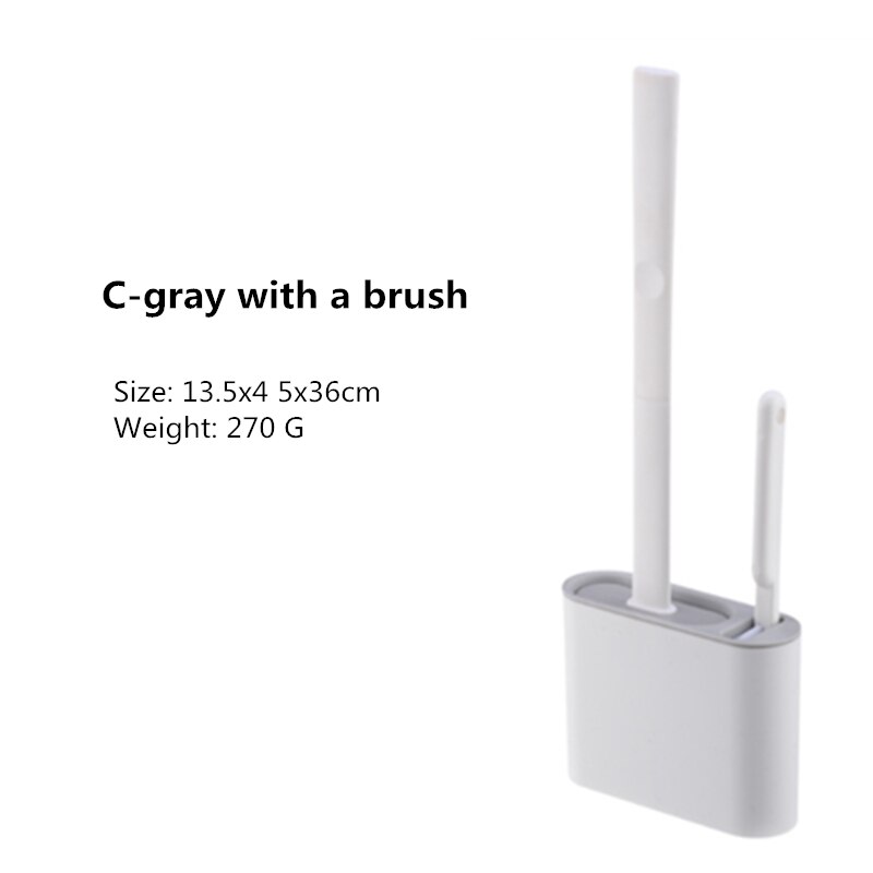 Siliconen Wc Borstel Voor Wc Accessoires Lensbare Toiletborstel Muur Gemonteerde Cleaning Tools Home Badkamer Accessoires Sets: C-Grey with a brush