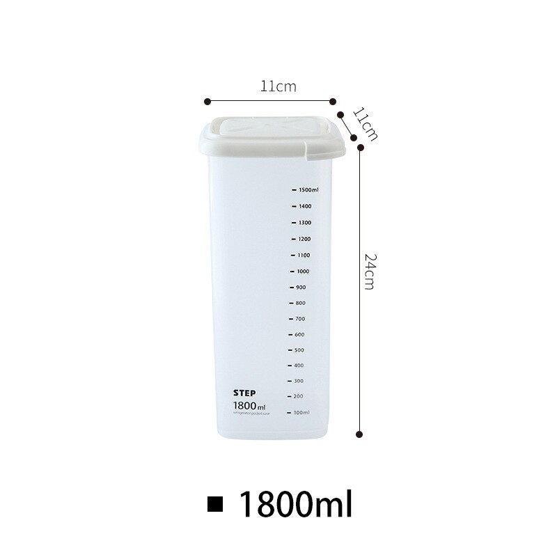 Kitchen Transparent Food Storage Box Sealed Dust Keep Fresh Storage Jar Containers Refrigerator Noodles Grain Food Organization: with scale-1800ml