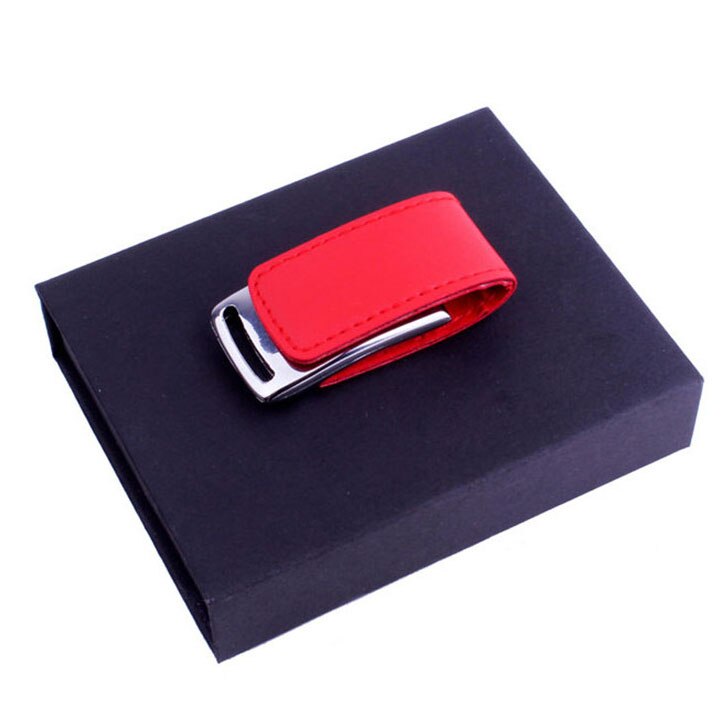 Usb jaster 2,0 cuero usb + caja de usb pendrive 4GB 8GB 16GB 32GB 64GB de memoria U disco usb flash drive: 32 GB / Red