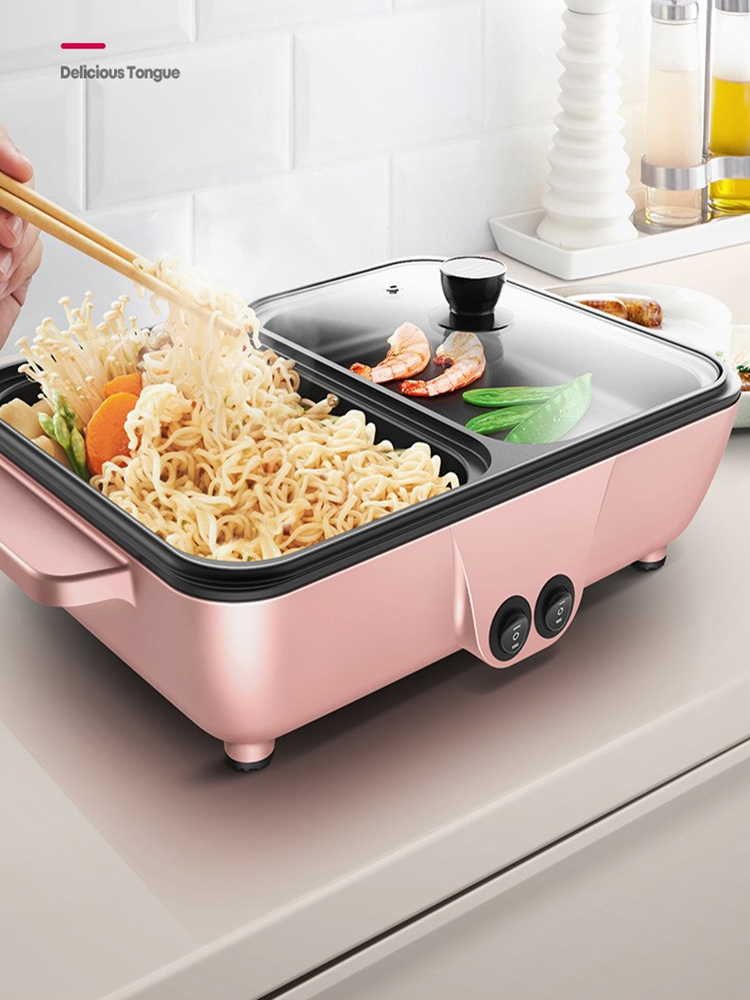 110V Mini pot, pot, plate, multi-function barbecue, electric fryer, oven, household pot