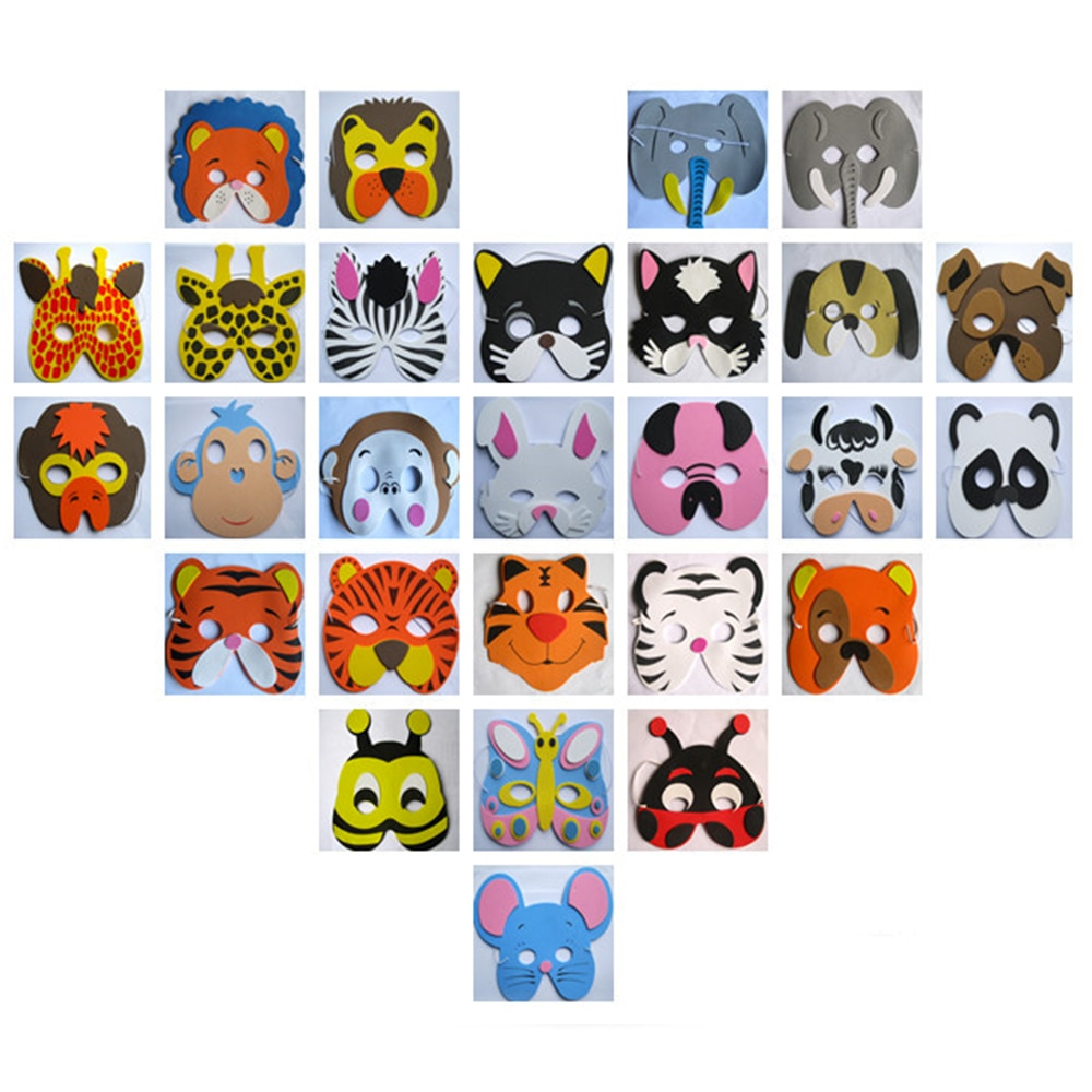 Cute 10Pcs/set Funny EVA Children Animal Mask Mask Kids Woodland Farm Dress Prop Birthday Party Decoration