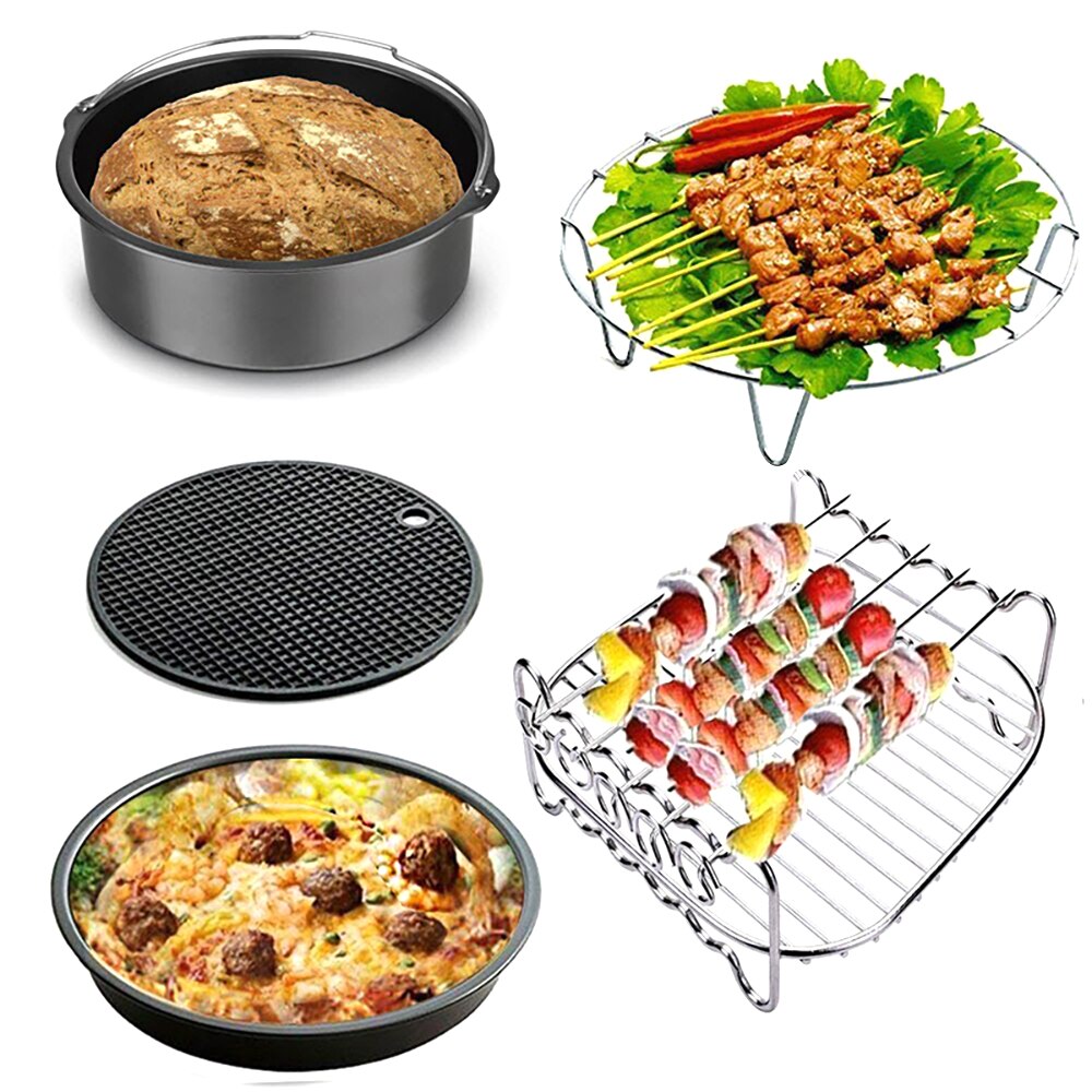 17Pcs Air Fryer Accessories Set Bakewear Airfryer 7/8 Inch for Gowise Phillips Cozyna Basket Pizza Plate Grill Pot Cooking Tool