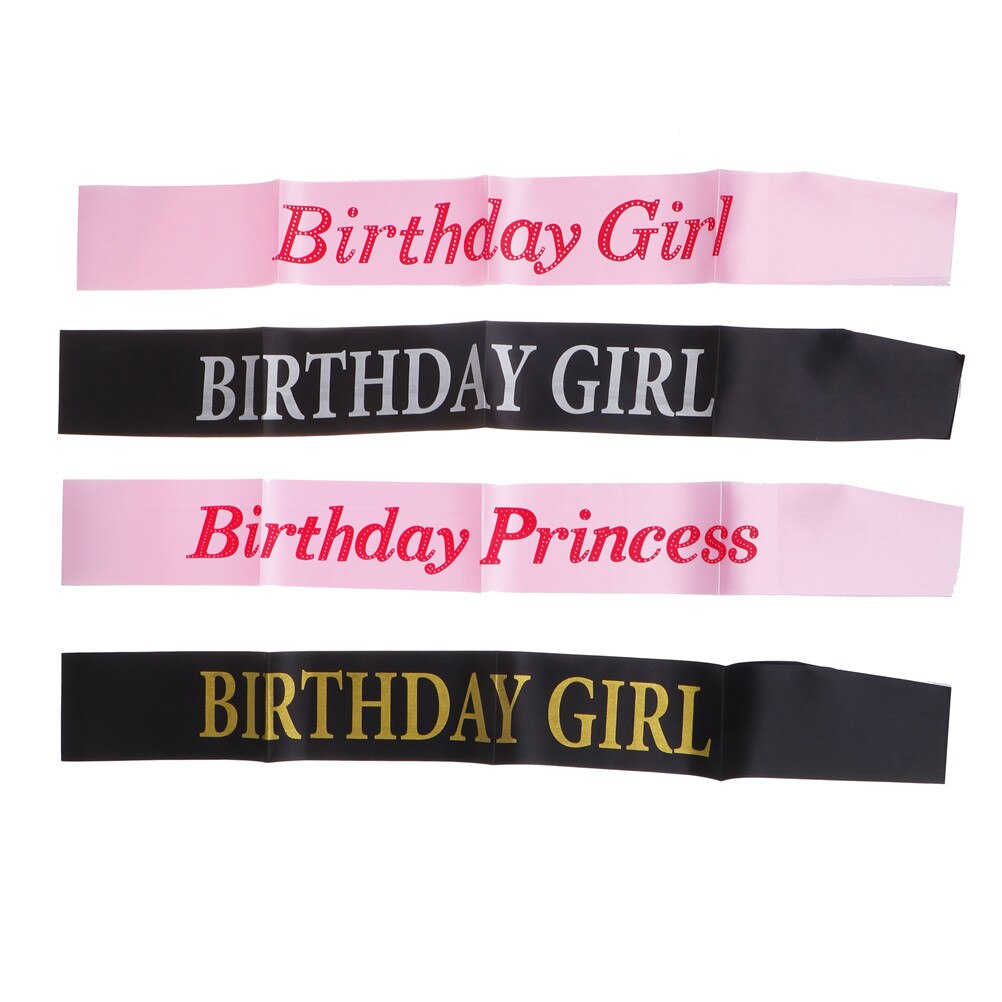Cinta rosa de cumpleaños, 1 Uds., cintas negras de princesa para mujeres y niñas, accesorios para de feliz cumpleaños,