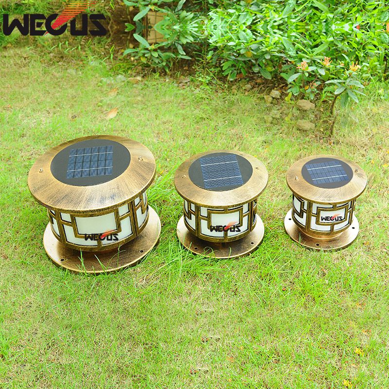 LED circular solar pillars light waterproof wall pillar lamp villa garden garden outdoor landscape lights,D25X24CM 2.5W