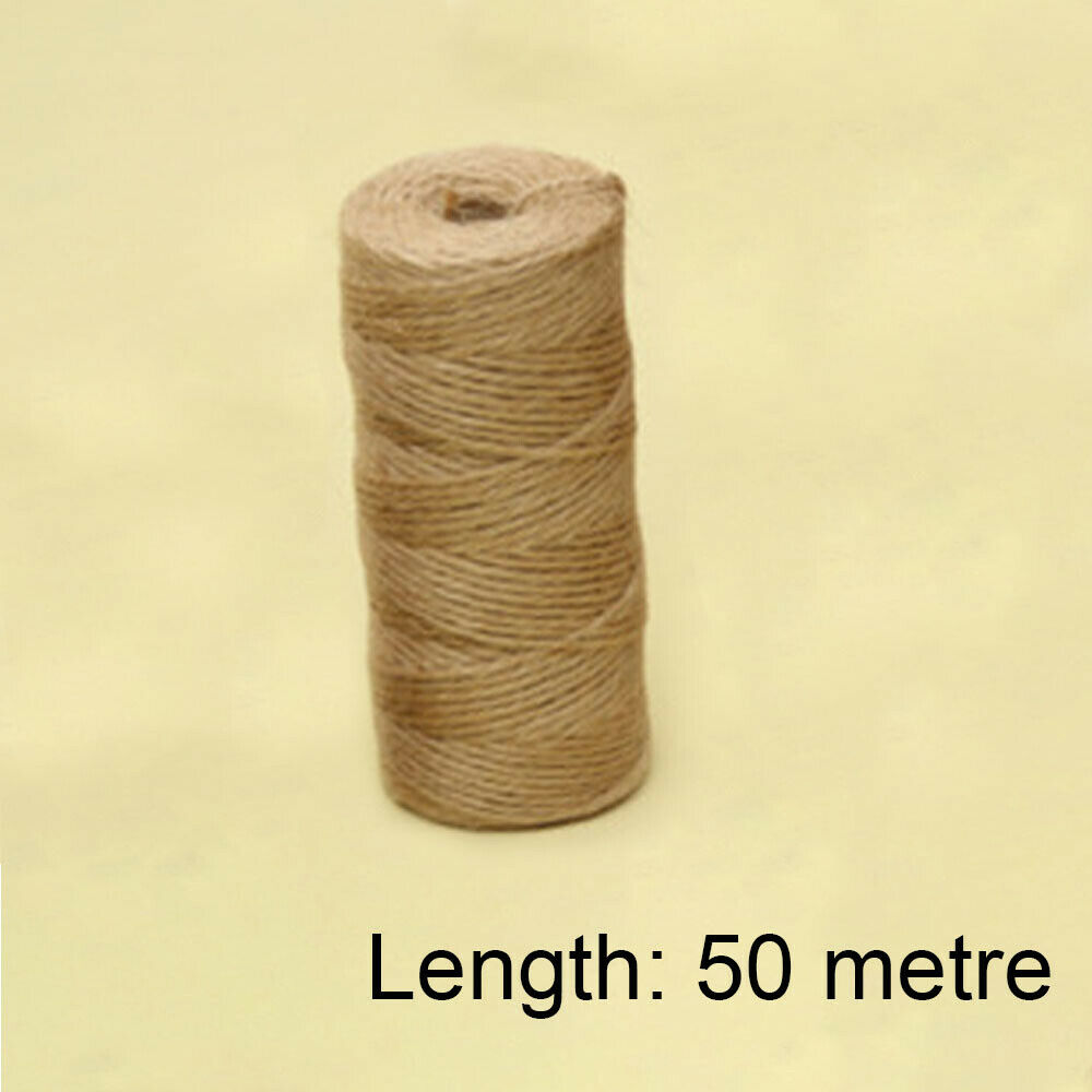 Cuerda de cáñamo marrón para envolver , hilo de yute de 50/80/100 metros, cuerda fina hecha a mano para decoración del hogar, accesorios para manualidades: 2mm x 50M
