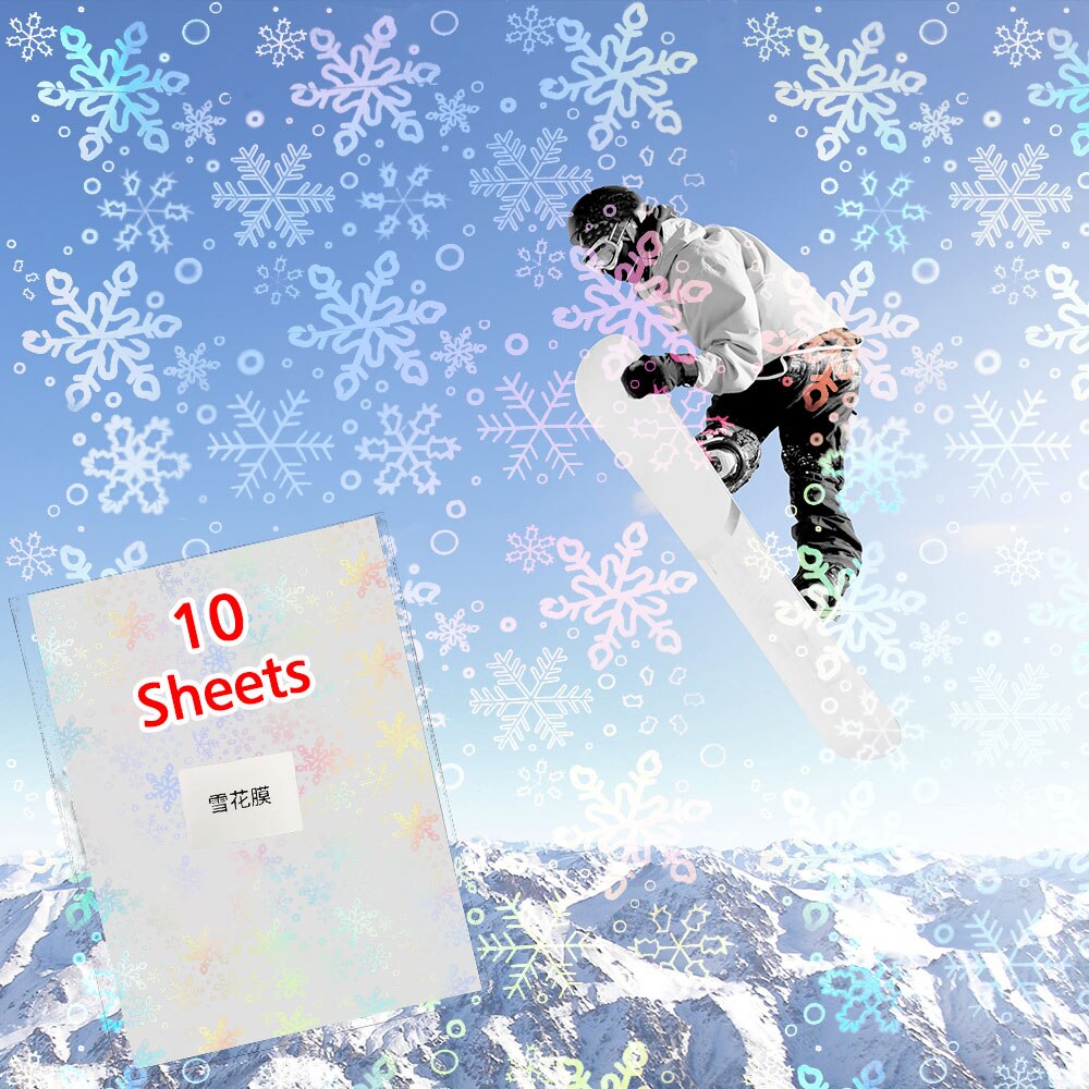 10 Sheets Terug Hart Koud Lamineren Film A4 210*297Mm Plakband Lamineren Op Papier Plastic Diy Pakket kleur Card Photo: Snowflake