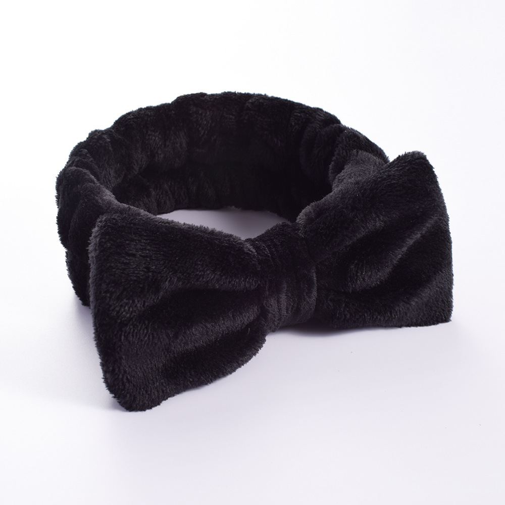 Diademas para el pelo para lavar la cara, diadema con lazo de lana Coral suave y cálida para mujeres y niñas, turbante, accesorios para el cabello de: Negro