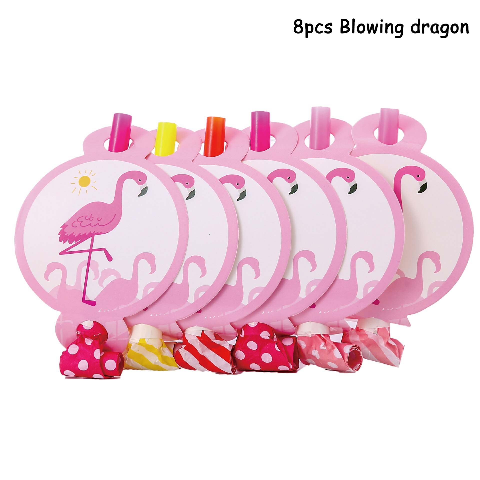 Suministros de de cumpleaños, vajilla desechable de flamenco, rosa, plato, tazas o manteles, Baby Shower, decoración para de boda: 8pcs blowing dragon