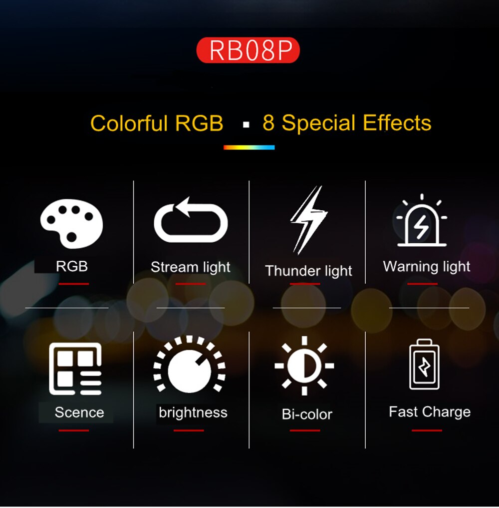 Weeylite rb08p rgb 2500k-8500k mini vídeo led luz de preenchimento portátil bateria embutida para estúdio de câmera de foto