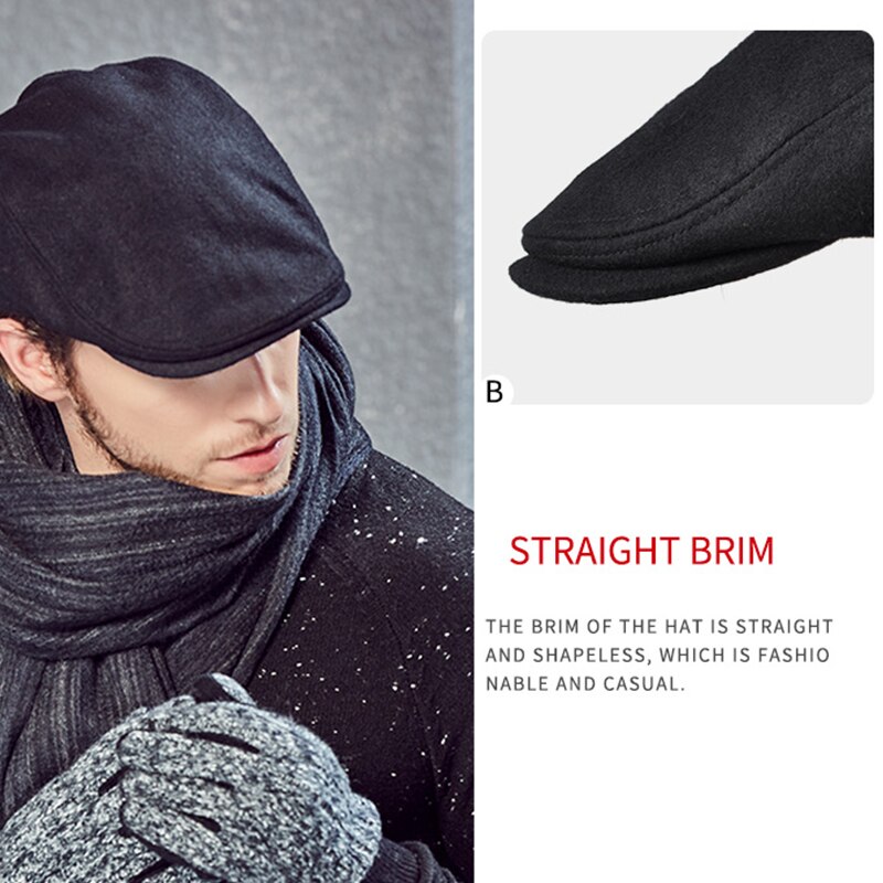 Men's Woolen duck cap warm forward hat outdoor leisure British retro Beret men's winter hat
