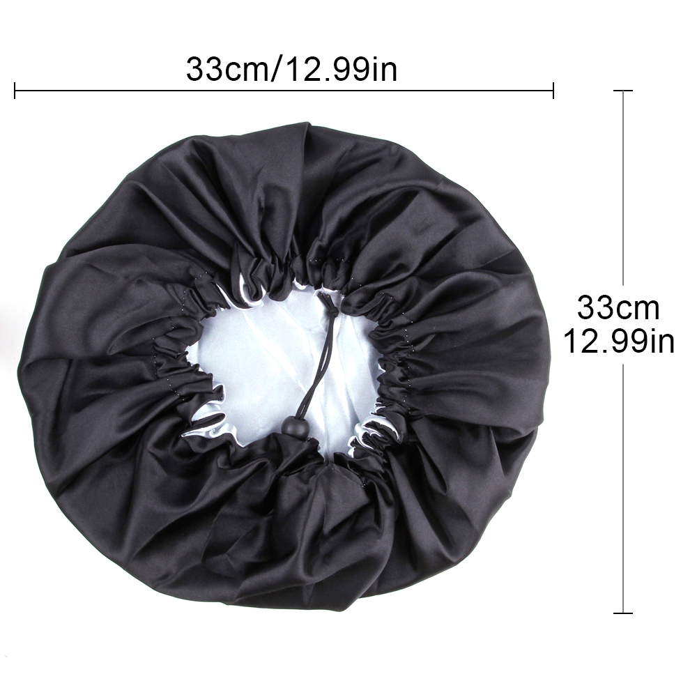 Gorro de satén para dormir para mujer, gorro de satén Reversible de doble capa con botón de ajuste, gorro sedoso, herramienta para calentar el cabello