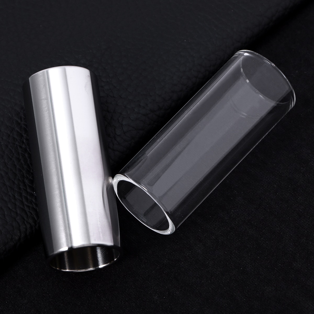 2 Pcs 60MM Glass Slide And Stainless Steel Guitar Bass Slide Medium Bottleneck Slid Guitar Accessories