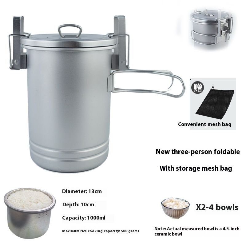 Olla arrocera actualizada, utensilios de cocina portátiles para pícnic al aire libre, olla de acero inoxidable, accesorio de cocina multifuncional para viajes, Camping y senderismo: Rojo