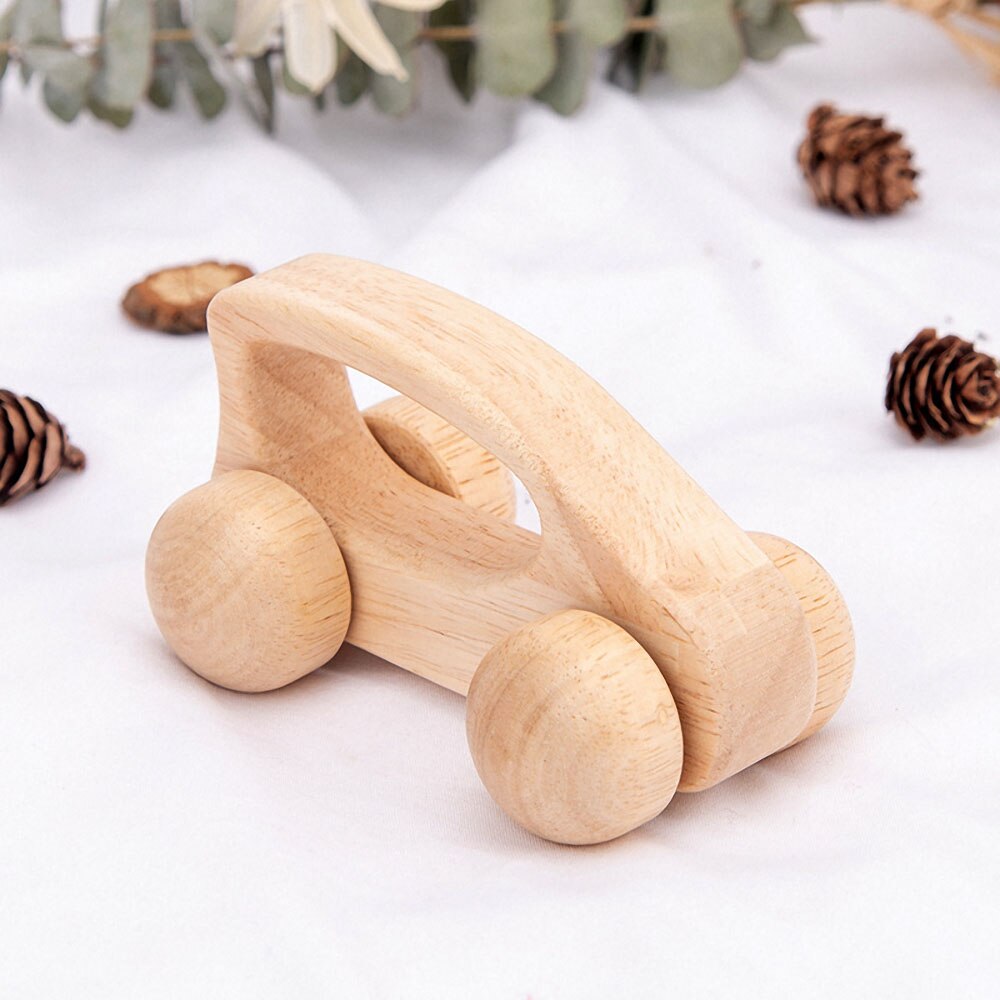 1Pc Peuter Baby Houten Kar Bijtring Inertie Trolley Auto Baby Grijpen Spier Meting Training Handgemaakte Houten Baby Speelgoed: C