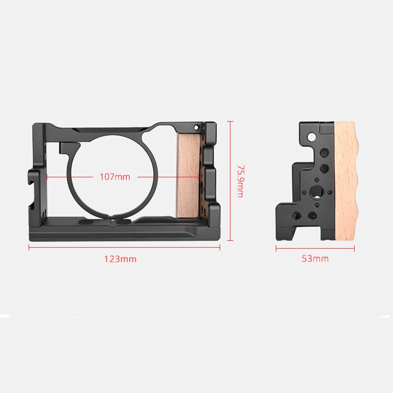 Kleine Camera Kooi Video Gear Voor Sony Cyber-Shot DSC-RX100 Vii/Vi Dslr Kooi Met Houten Side Handvat/Koud Schoen Kooi-2434
