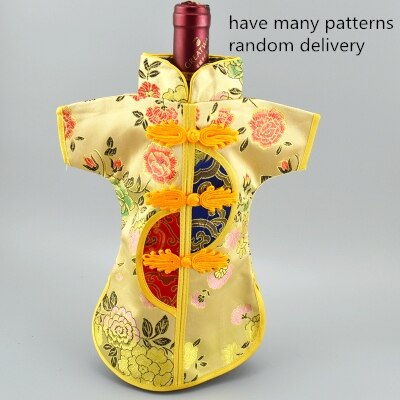 10 sztuk chińskie jedwabne satynowe woreczek pyłowy robić butelki wina dekoracja ubrań pokrywa 750ml dekoracja stołu świąteczny upominek weselny: żółte światło