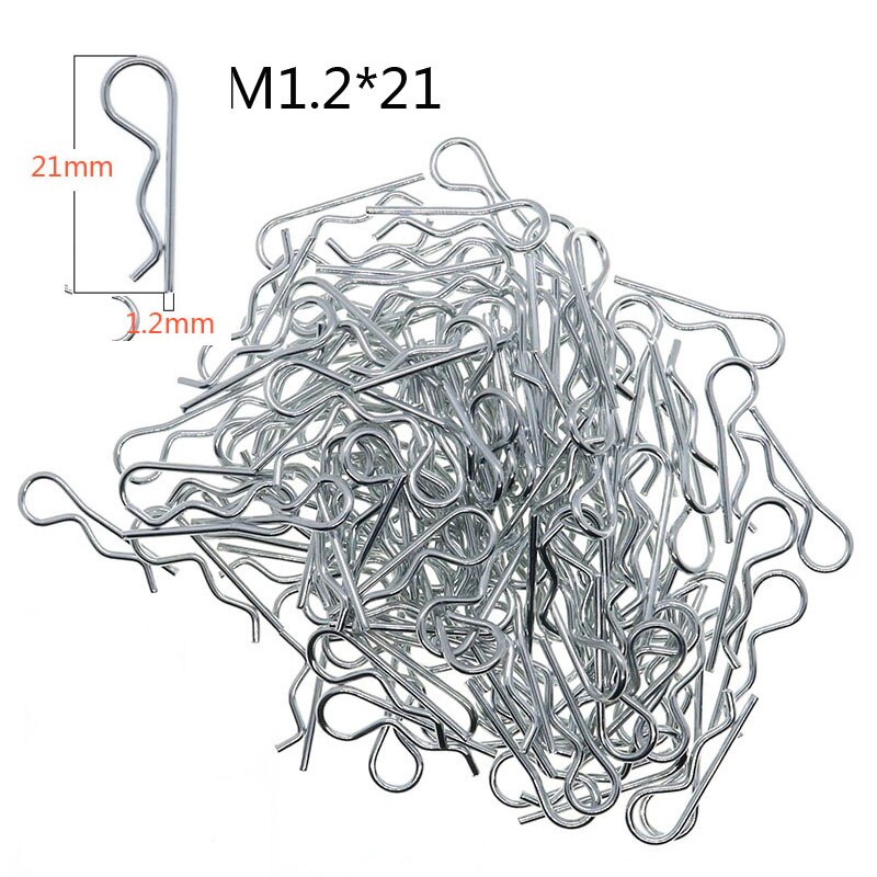 Pinces à cheveux en acier de Type R pour tracteur de voiture, 100 pièces, M1 M1.2 M1.6 1:8 1:10: M1.2x21mm / 10PCS