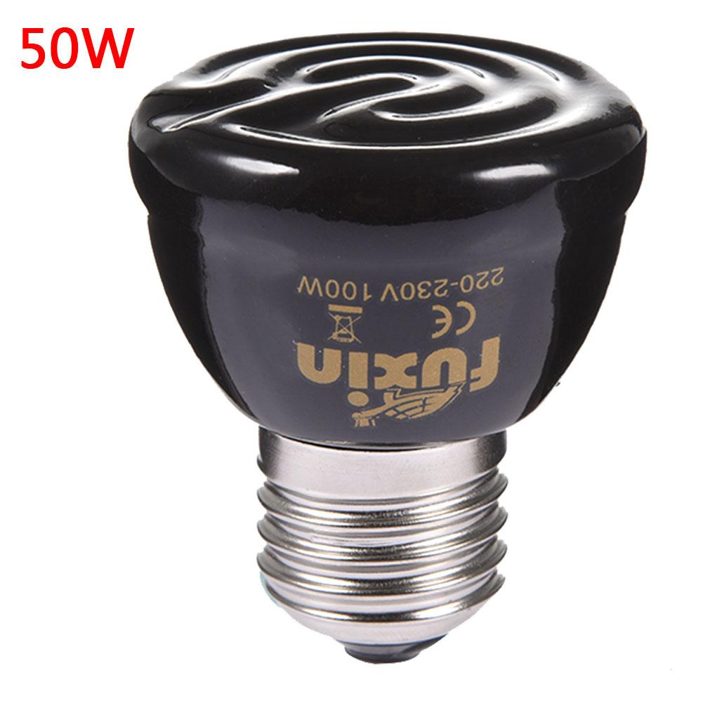 Mini Black Pet Heating Lamp Infrared Ceramic Emitter Heat Light Bulb Pet Brooder Chickens Reptile Lamps 25/50/75/100W Pets Bulbs: 50w