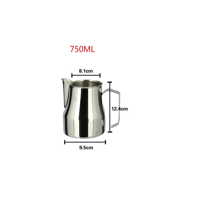 Rostfritt stål mjölkskummande kanna tjock kaffe mjölk skummuggar italiensk latte art kanna mjölkkanna skumkopp 350/550/750ml: 750ml