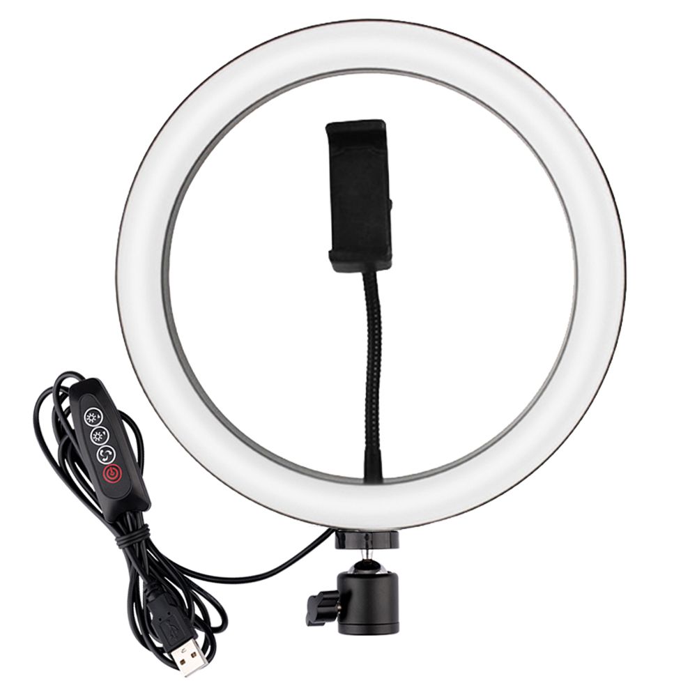 Fotografie LED Selfie Ring Licht 3 Farbe Dimmbare Kamera Telefon Ring Lampe 10 zoll Mit Tisch Stative Für machen-hoch Video Live-Studio: Himmel Blau