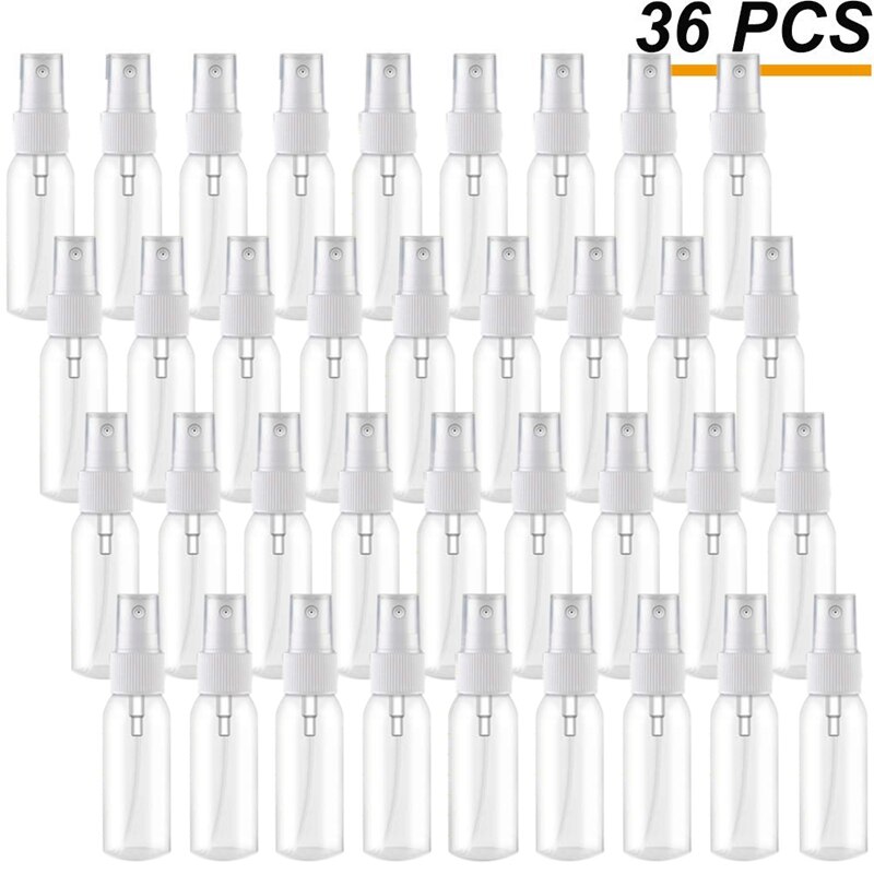 36 stk 30ml/1oz mini fin tåge sprayflasker genopfyldelige flasker små tomme klare plastik rejsestørrelse flasker: Default Title