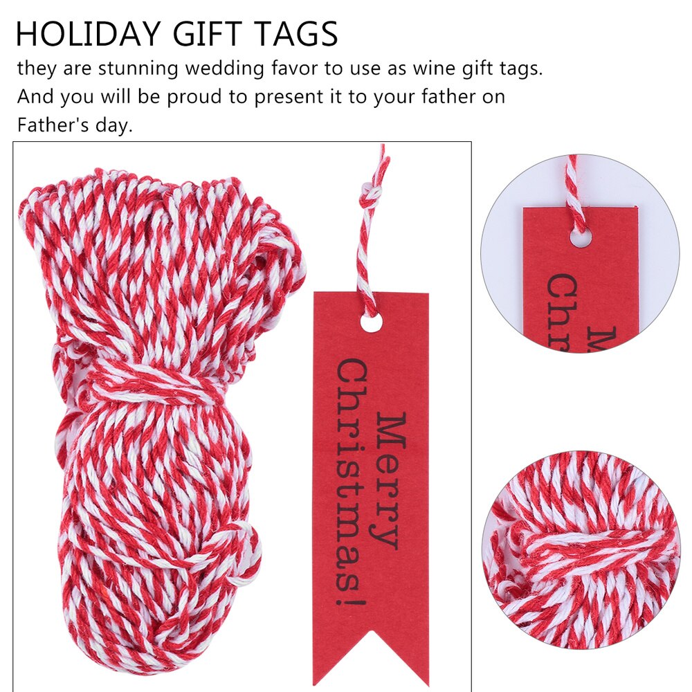 100Pcs Christmas Fish Tail Tag Kraft Paper Wish Card with 20M Hemp Rope