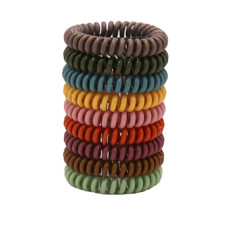 Big Grosso Plástico Elástico Cabelos para Mulheres, Multi Cores, Fio de Telefone, Bandas De Borracha, Stretchy Ponytail, Personalidade Presente, 9Pcs: Amarelo brilhante