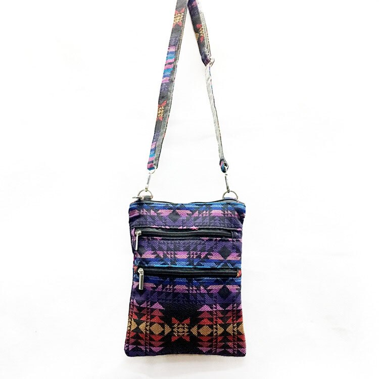 Kleine Sling Crossbody Messenger Bag Voor Vrouwen Bohemian Hippie Hobo Tassen Katoenen Canvas Dubbele Rits Tas Vrouwen Dame Schoudertassen: women bag 3