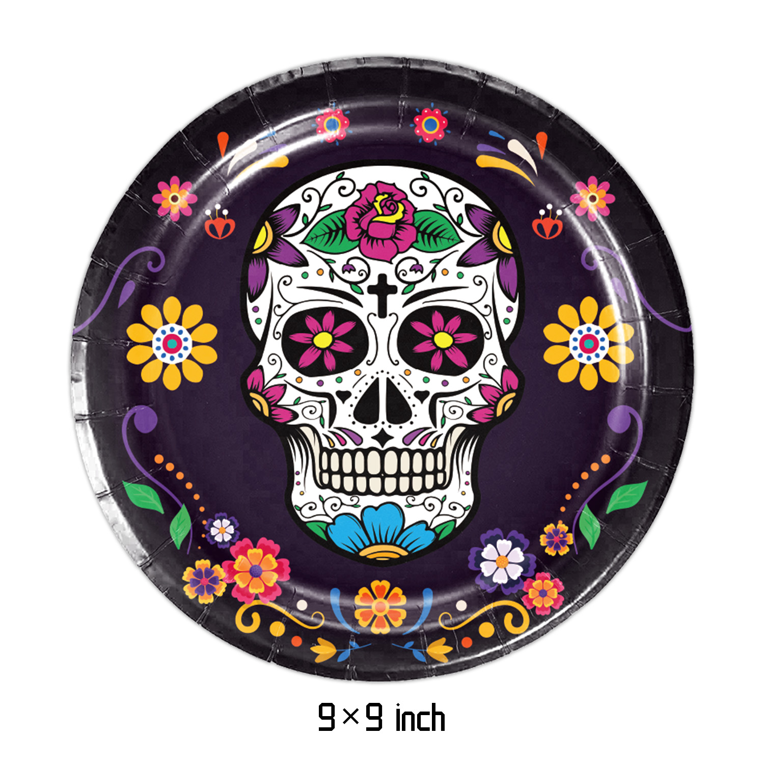 Decoraciones de cumpleaños con tema del Día de los Muertos, vajilla desechable para , servilletas de papel, vasos, platos, manteles, paja: Verde menta