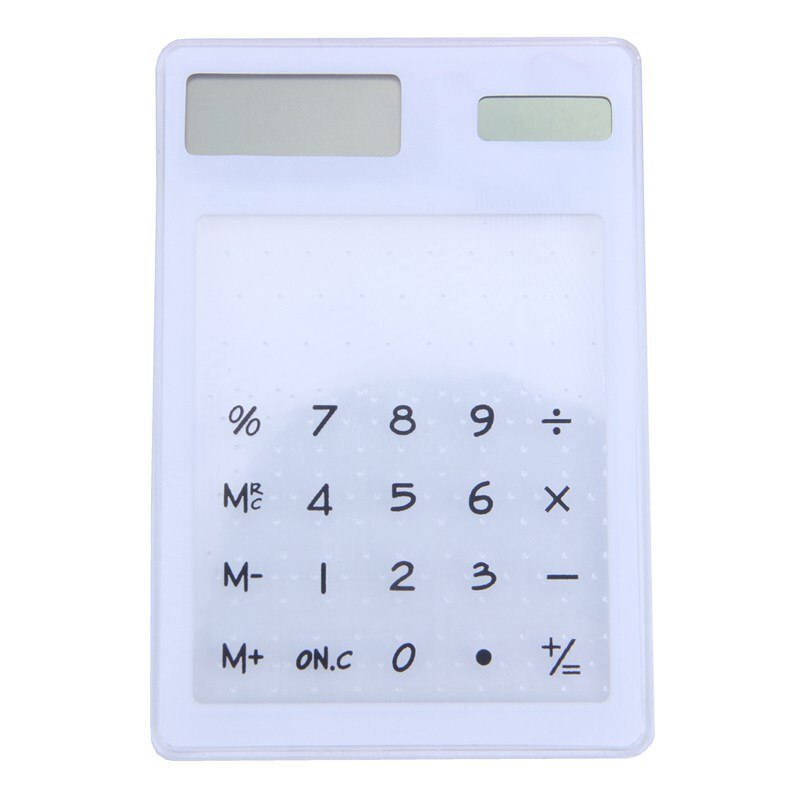 Transparent Calculator Clear Scientific Calculator Solar Energy Led Calculator Stationery White: Default Title