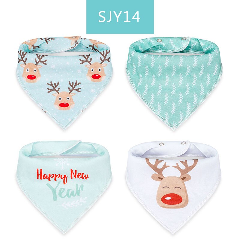 Gelukkig Fluit 4 Stuks Set Baby Kids Peuter Voeden Bandana Slabbetjes Speeksel Handdoek Driehoek Hoofddoek: sjy14