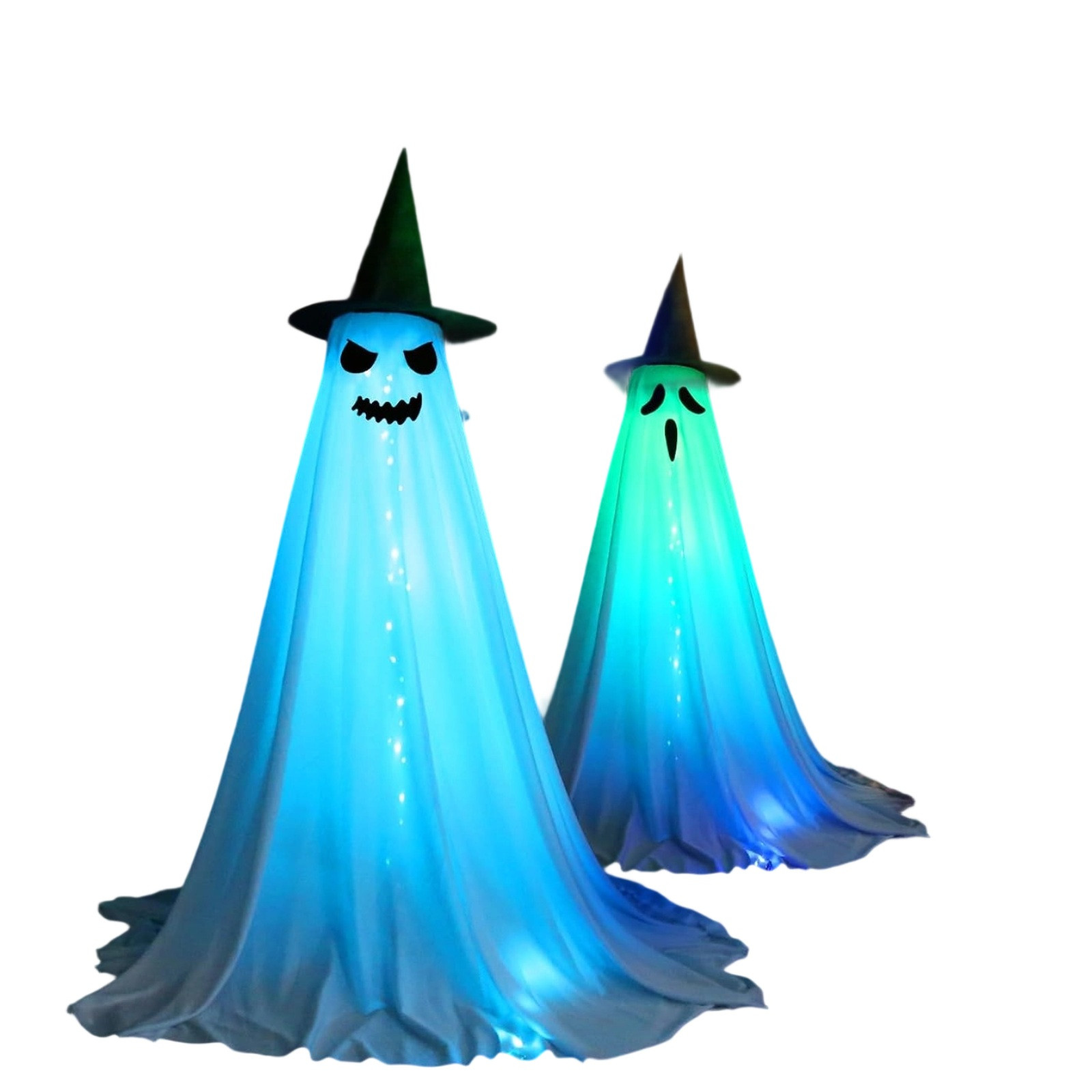 Lysende spøkelse halloween-dekorasjoner utendørs spøkelsesdekorasjoner skumle stående spøkelser dekor til inngangsdør veranda hage hjemmefest