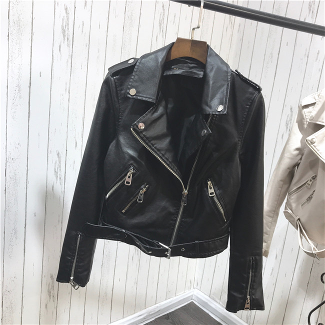 Silver Leather Jacket Women Metallic Motorcycle Short Jackets Lapel Zipper Biker Coat Soft Ladies Punk Streetwear