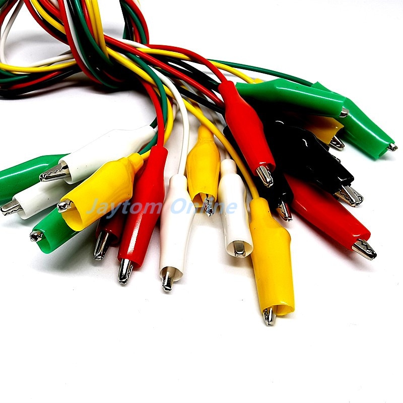 10Pcs Alligator Clips 28Mm Elektrische Diy Meetsnoeren Alligator Double-Ended Crocodile Clips Roach Clip Test Jumper draad 50Cm