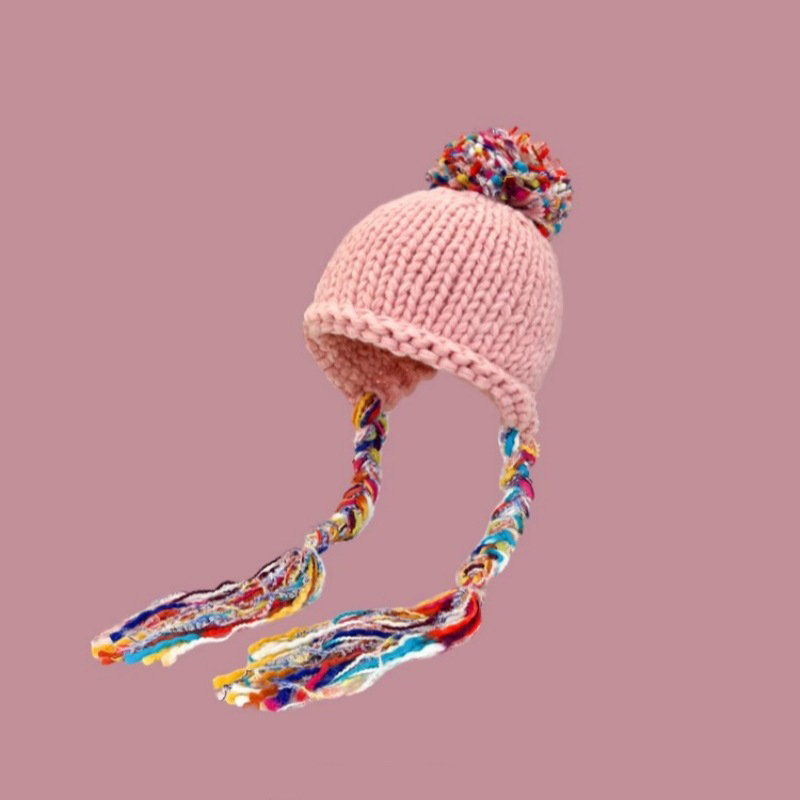Mütze Männer Frauen bunte Quaste Twist flechten Hütte Herbst Winter warme Gehörschutz kappen Studenten vielseitige einstellen Kopf gestrickt