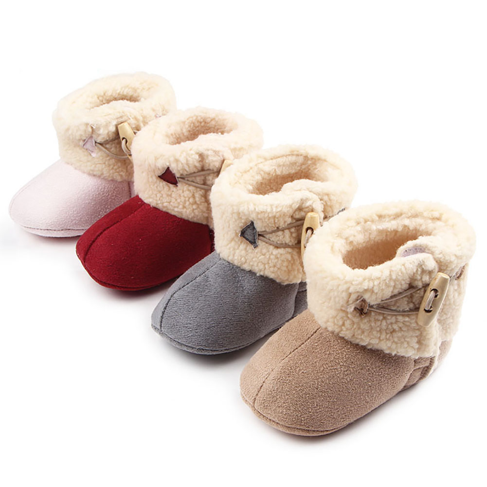 Bobora Winter Baby Jongen Meisje Zachte Zool Claxon Eerste Walker Peuter Pluche Fleece Schoenen 0-18M Pasgeboren suède Snowboots