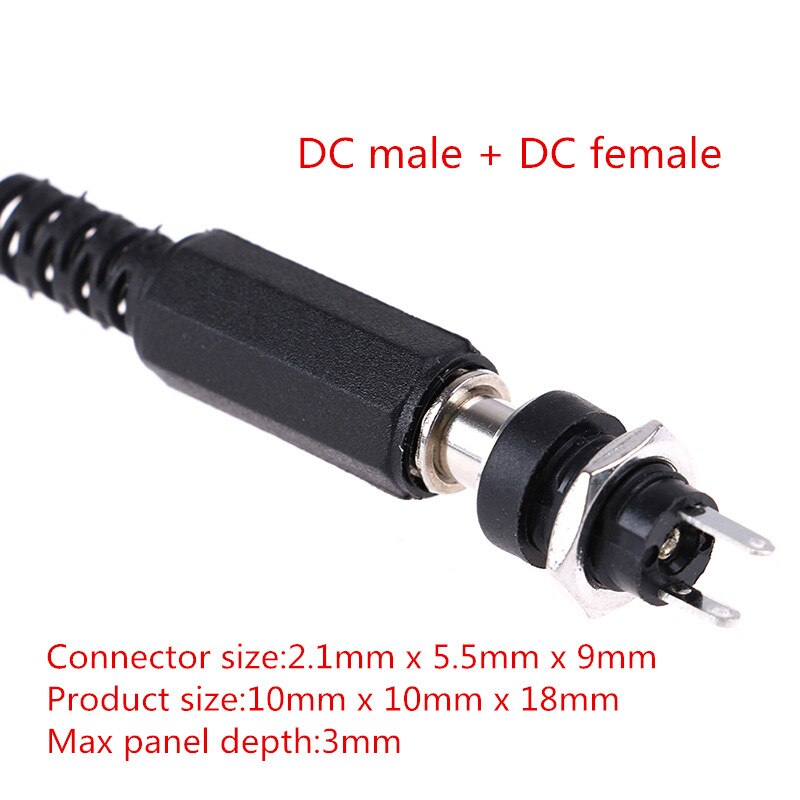 DC Power Connectors Pin 2.1x5.5mm Female Plug Jack + Male Plug Jack Socket Adapter PCB Mount DIY Adapter Connectors 2.1X5.5mm: 1Pair