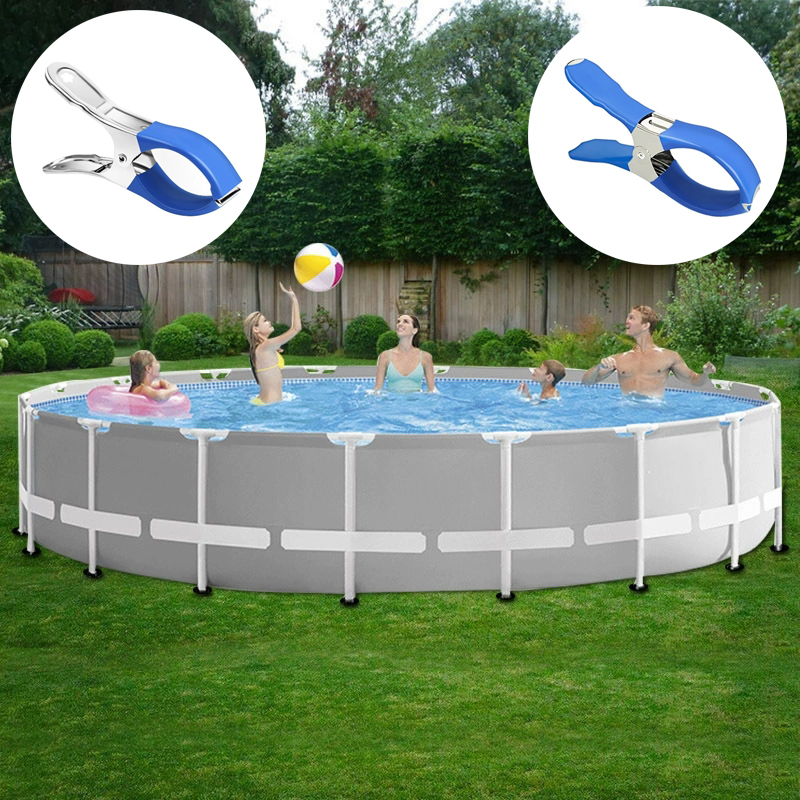 Clips de couverture de piscine réutilisables en acier inoxydable, avec poignée en plastique, Clips à ressort coupe-vent adaptés aux couvertures de piscine au sol, 12/6 pièces