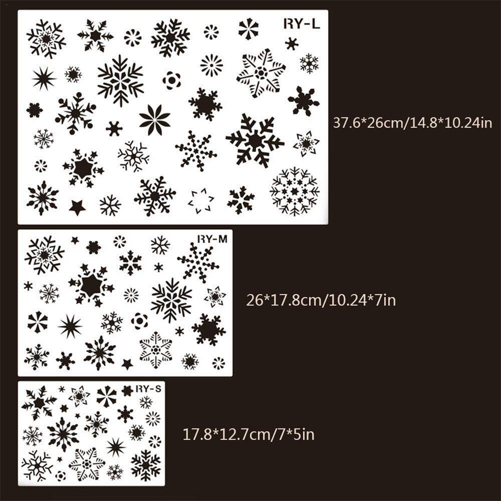 3 st snöflingor stenciler juldekorationer julmallar set, mer än 30 snöflingor mönster spray snö stencil för färg