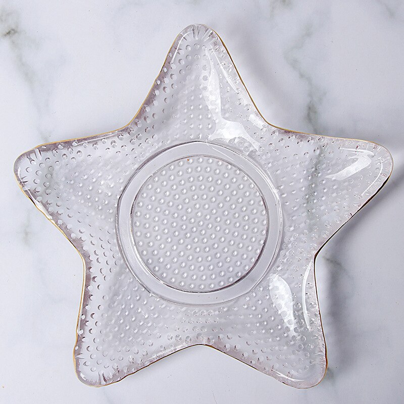Série océan bol en verre cristal sans plomb, en forme de conque, assiette Phnom Penh, assiette à festons, étoile de mer, collation, salade: Phnom Penh Starfish