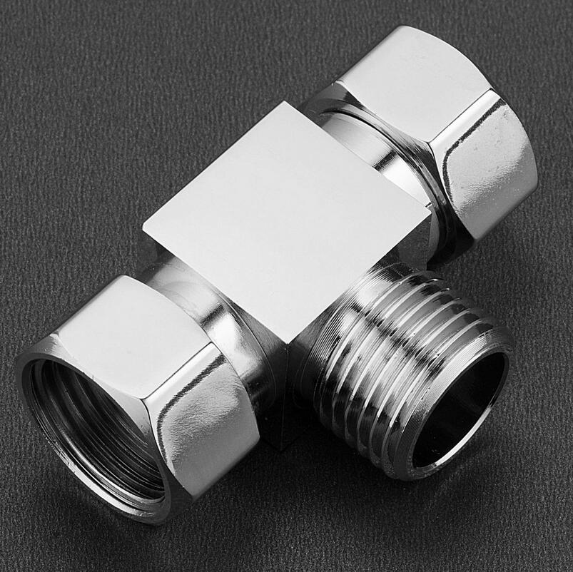 Thickened All-copper Three-way Angle Valve One Into Two Out 4" Internal And External Tooth Interface Water Valve Connector