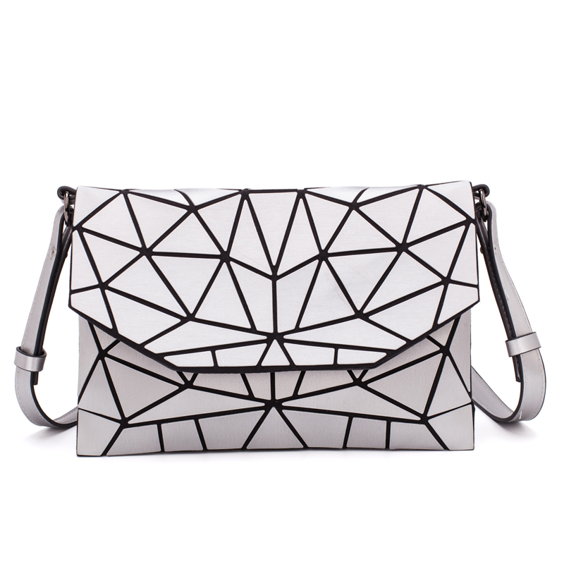 Matte Shoulder Bags Women Evening Party Bag Geometry Messenger Bag Clutch For Girls Casual Female Luminous Handbag: Silver