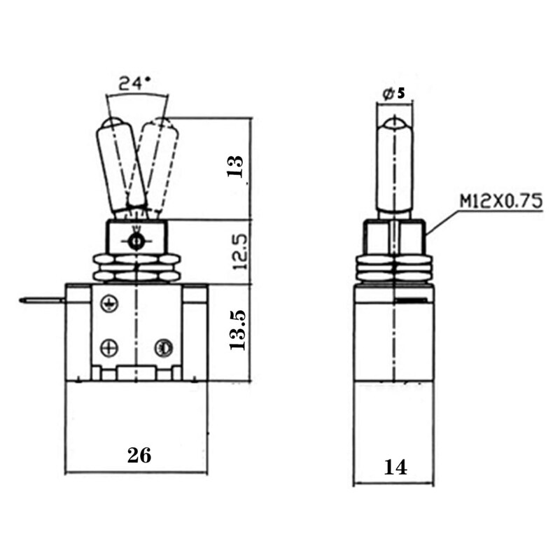 Interruptor eléctrico de balancín de alta resistencia con cables de plomo, interruptor de palanca de 6A / 125V 3A / 250V AC SPST ON/OFF, 5 uds.