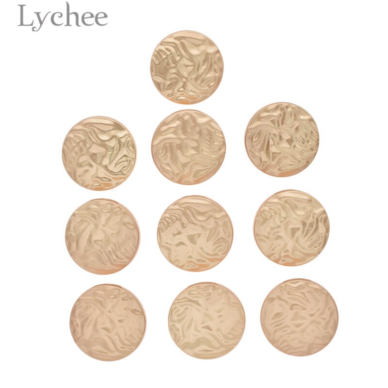 Lychee life 10 stuks ronde metalen knopen goudkleurige knopen diy naaimateriaal knoop voor kledingstukken