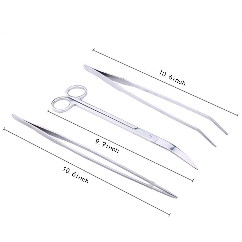 Kit de pinzas para acuario FEITA, juego de tijeras de pinza para plantas acuáticas, Kit de iniciación para peces 3 uds.