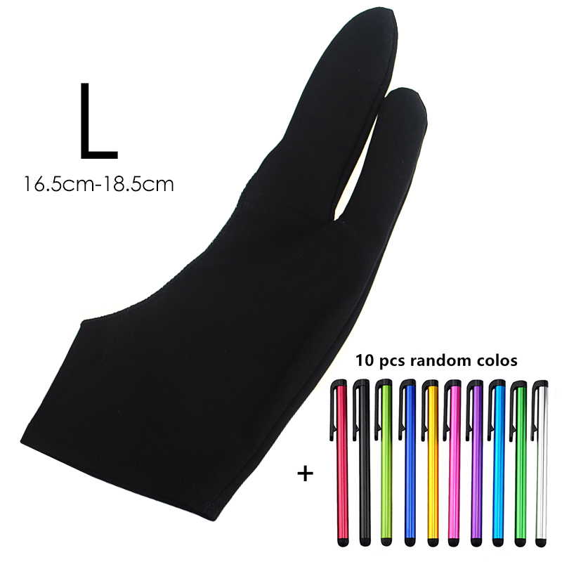 RETROMAX rysowanie/malowanie rękawice palcowe tabletu dla ipada rękawice przeciwporostowe/dotykowe z ekranem dotykowym zarówno dla prawej/lewej ręki: L with10pcs pen