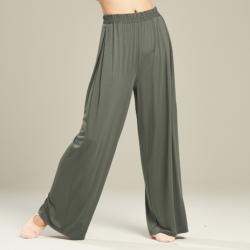 12 farben modal modern tanzen Hosen Für Frauen verlieren Breite Bein Elastische Ballett Ausbildung Hosen Hohe Taille Klassischen Tanz Damen: M / Gold
