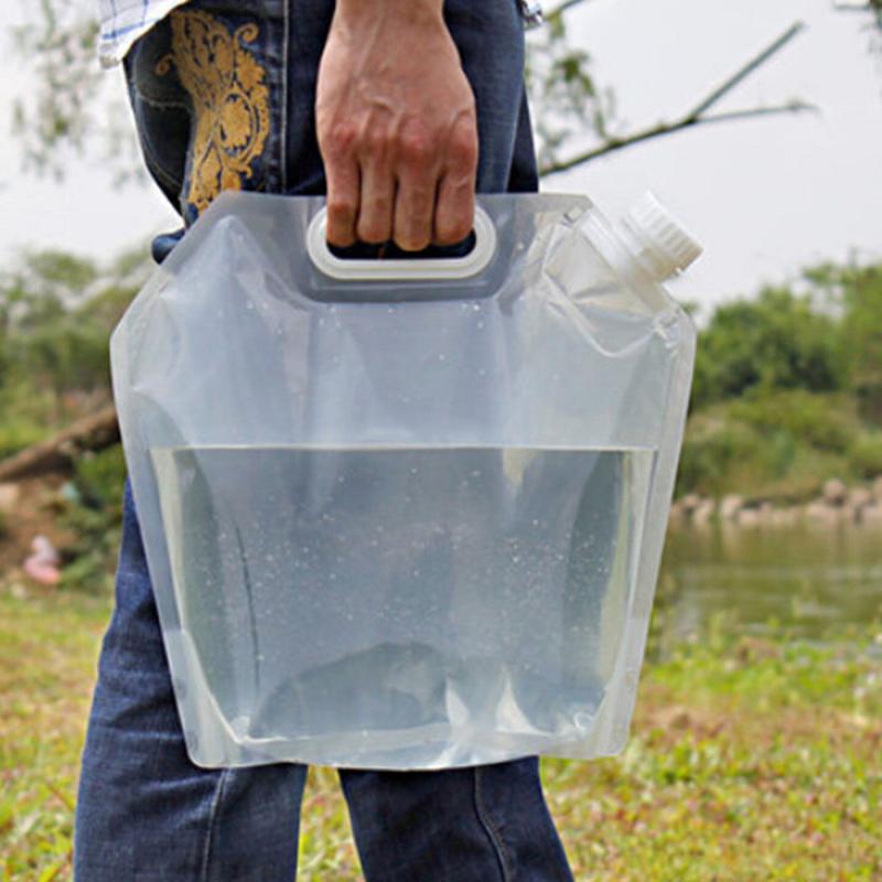 5L PE Water Container Bag Water Bag Tank Portable Folding Water Storage Bag For Camping Hiking Survival Hydration Storage